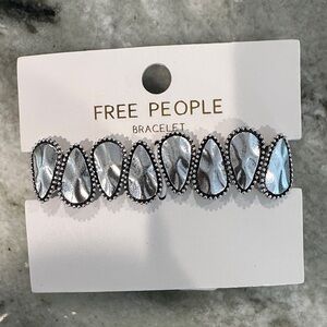 Free People Metallic Silver Teardrop Stretch Bracelet